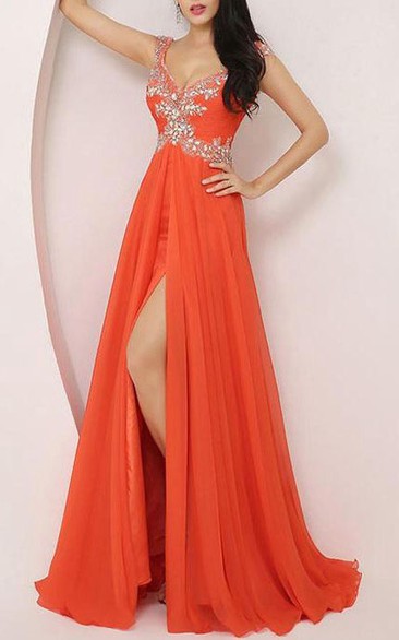 Attractive Beaded Sleeveless A-Line Prom Dress