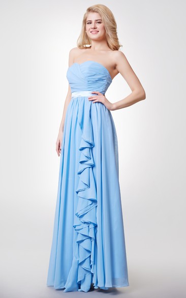 Sweetheart Chiffon A-line Gown With Ruffles