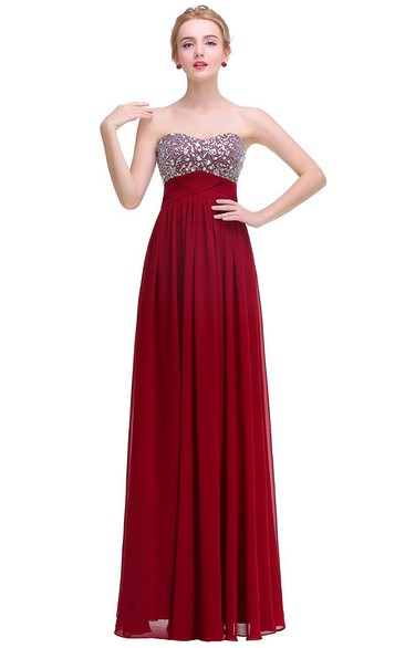 Sweetheart A-line Empire Floor-length Dress with Sequins