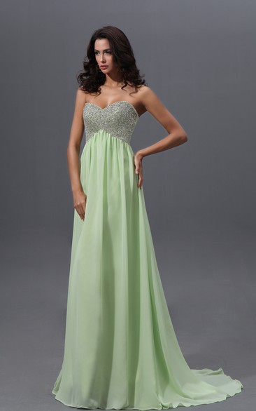 Graceful Sweetheart Empire Chiffon A-Line Gown With Sequined Bodice