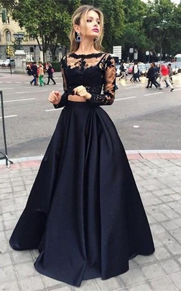 black gala dress with sleeves