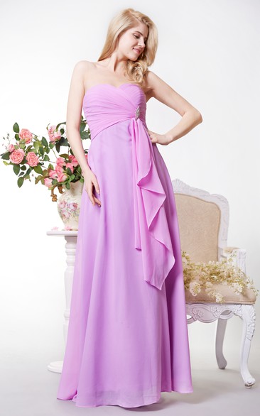 Sweetheart Chiffon A-line Long Gown Front Draping