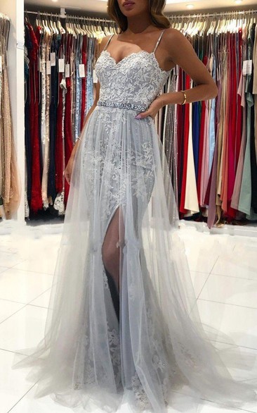 Ethereal Lace A Line Floor-length Sleeveless Formal Dress with Appliques