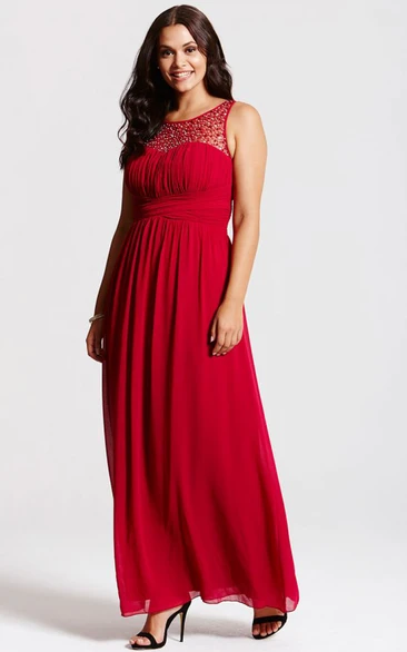 Scoop Neckline Modest A-Line Gown With Squared Back