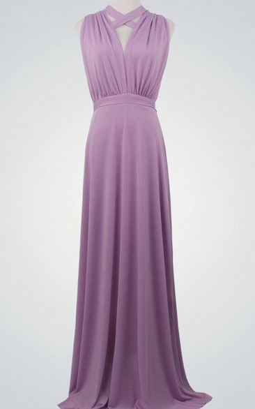Purple Formal Purple Floor Length Evening Gown Infinity Lavender Bridesmaid Maxi Wrap Convertible Dress