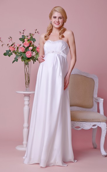 Sweetheart A-line Chiffon Floor Length Dress With Empire Waist