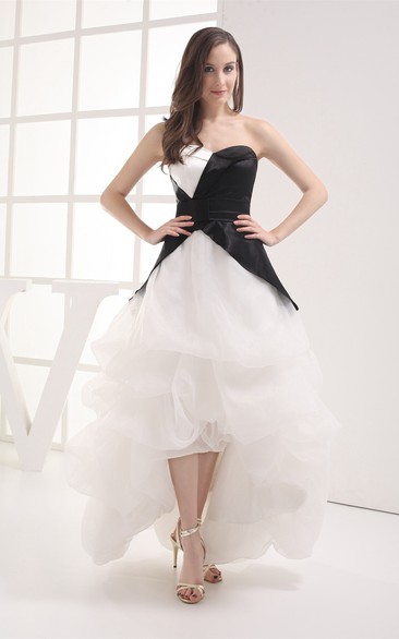 Black-And-White High-Low Ruffles and Dress With Tiers