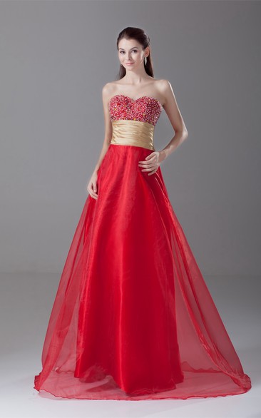 Stylish Sweetheart Beaded Sleeveless Organza Special Occasion Dresses