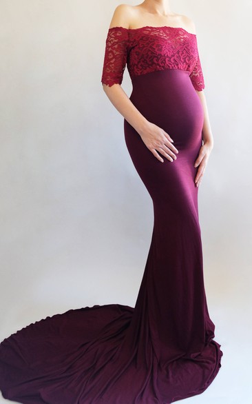 Sheath Illusion Half Sleeve Empire Maternity Dress