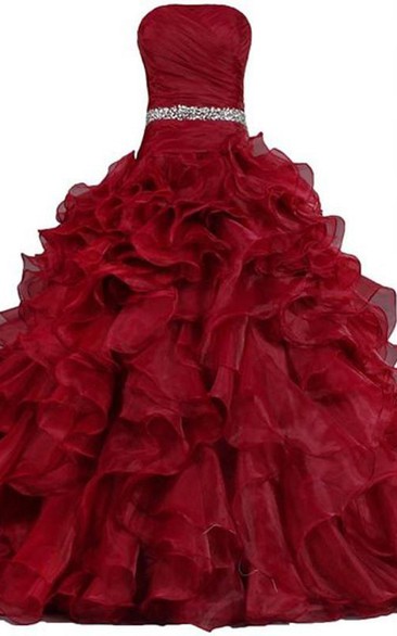 Ball Gown Floor-Length Straps Sleeveless Bell Pleats Beading Corset Back Straps Lace Organza Dress
