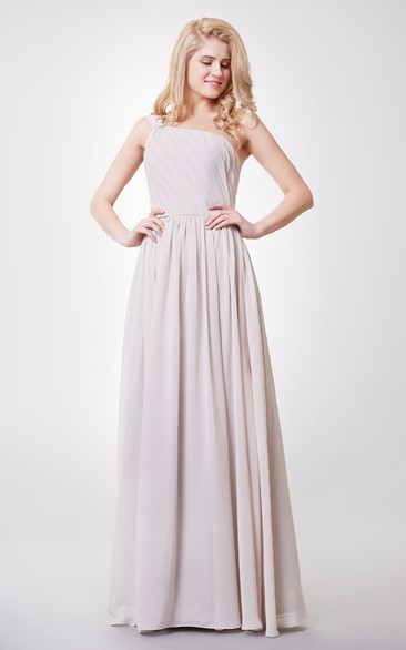Graceful One-shoulder A-line Chiffon Floor Length Dress