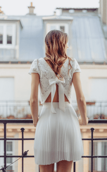 Adorable Scoop Neck Cap Sleeve Two Piece Wedding Dress with Ruching and Bow