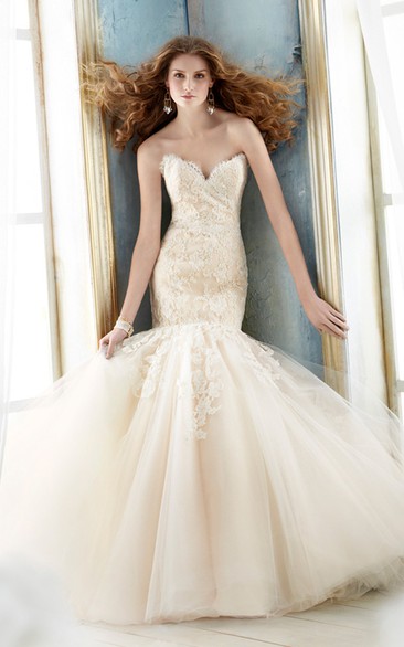 Magnificent Lace Bodice Tulle Dress With Removable Lace Shrug