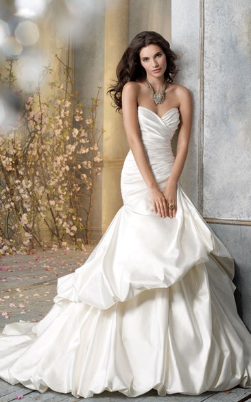 Luxurious Satin Pick-up Ball Gown With Asymmetrical Draped Bodice