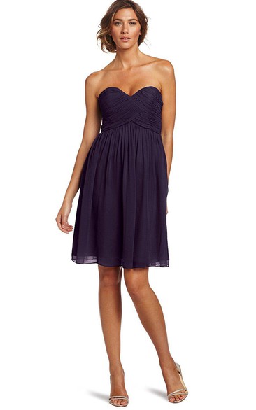 Sweetheart Mini Dress with Crisscrossed Ruched Bodice