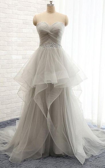 Elegant A-line Scoop Wedding Dresses with Beading