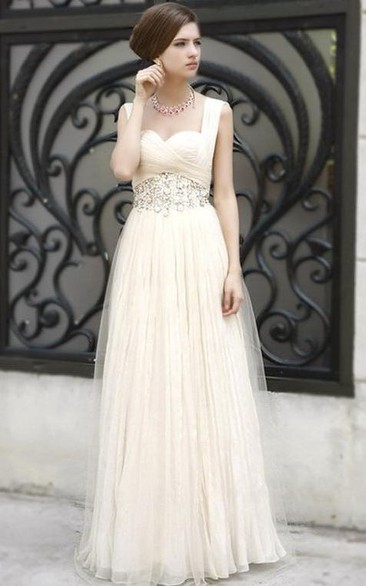Wonderful Gem Decorated Floor-Length High-Waist Prom Dress
