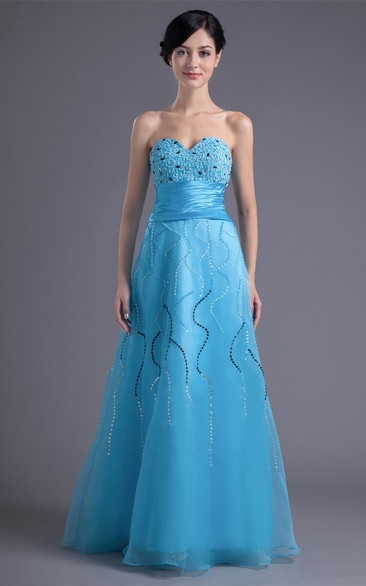Elegant Sweetheart Beaded Maxi a Line Sleeveless Special Occasion Dresses