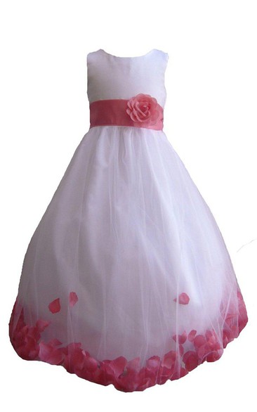 Sleeveless A-line Tulle Dress With Petals