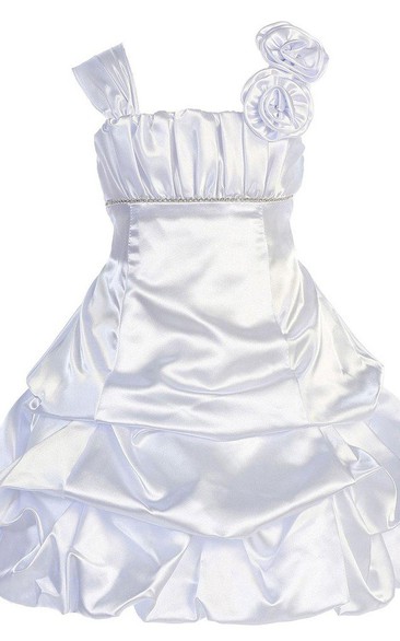 Sleeveless A-line Ruffled Taffeta Dress With Pleats