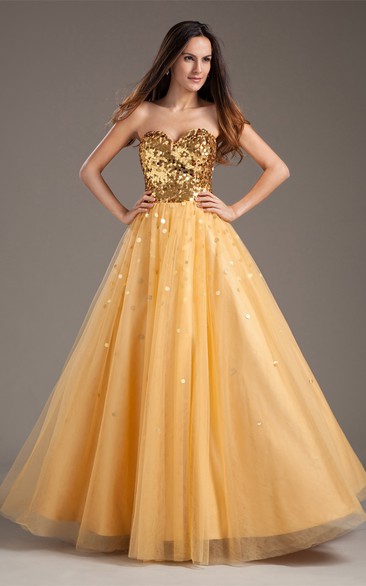 Amazing Taffeta Net Sequined Sleeveless a Line Sweetheart Special Occasion Dresses