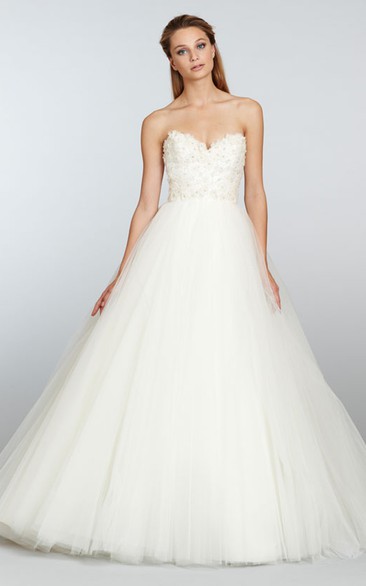 Enchanting Tulle Ball Gown With Beaded Floral Embellished Bodice