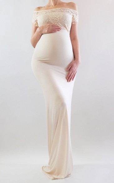 Sheath Illusion Short Sleeve Empire Maternity Dress
