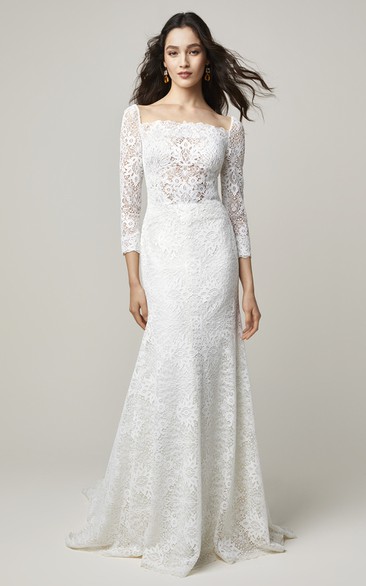 Mermaid Sheath Ethereal Lace Bridal Dress with Appliques