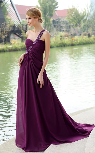 Chiffon Floor-Length Backless Dress With Floral Strap