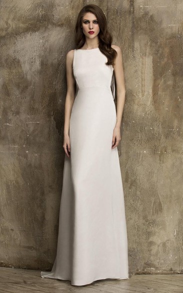 Scoop Sleeveless Floor-Length Dress With Illusion Lace Back