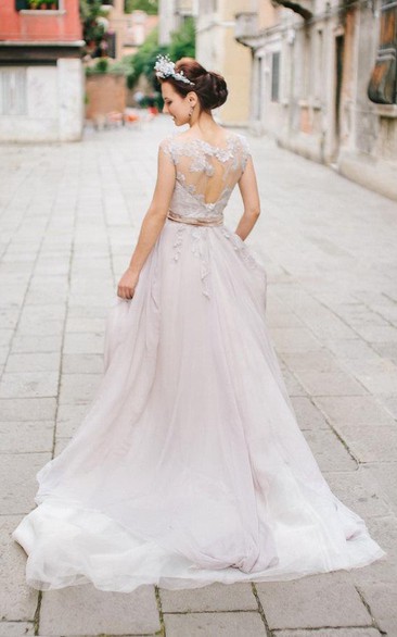 Romantic Lace Wedding In Lavender Shade Dress