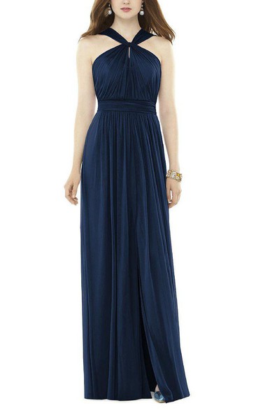 Ruched Chiffon Bridesmaid Dress with Front Split
