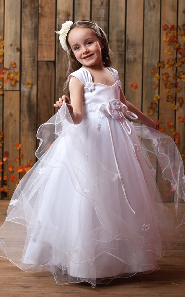 Lovely Ruched A-Line Flower Girl Dress With Tulle Overlay