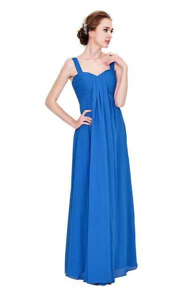 Sleeveless Empire Chiffon Gown With Ruched Bodice