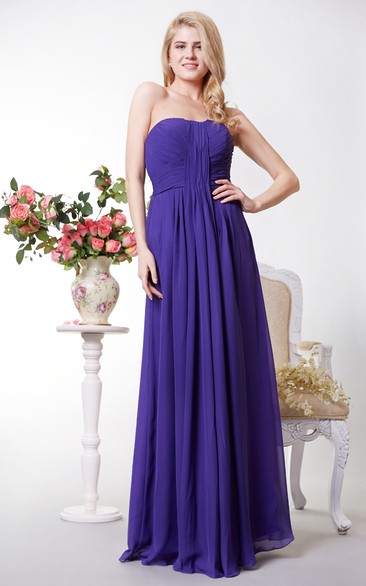 Simple Style Sweetheart Pleated A-line Chiffon Gown