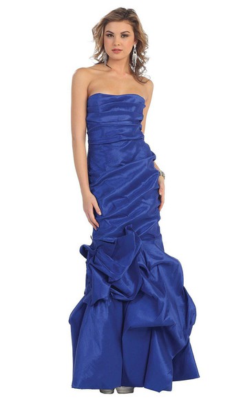 Strapless Dropped Trumpet Gown With Ruffles