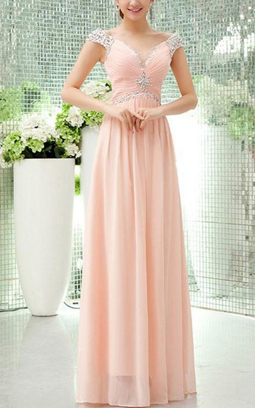 Sweetheart Rhinestone A-Line Long Prom Dress