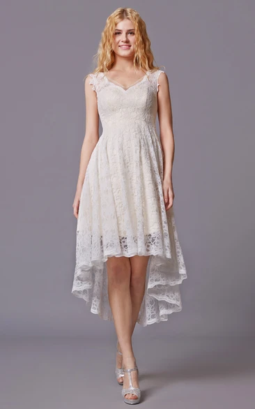 Traditional Twist Short Wedding Dress With Sleeveless Lacy Style and Asymmetrical Cut