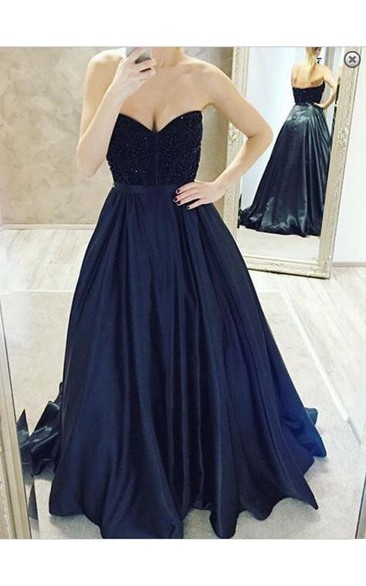 Elegant Sweetheart Beadings Prom Dresses A-Line Party Gowns