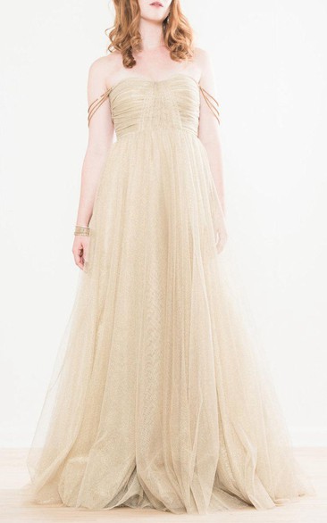 Shimmering Gold Tulle Wedding Nadia Dress