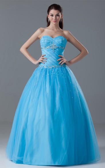 Sweetheart Jeweled Corset Back and Ball-Gown With Ruching