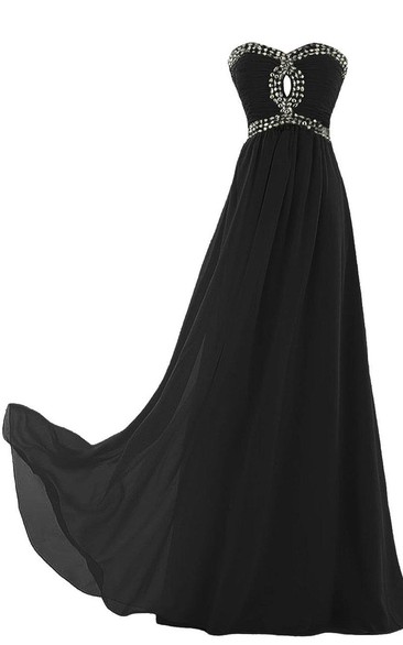 Sweetheart A-line Chiffon Gown With Beadings