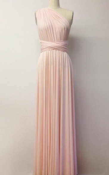 Pink Floor-length Jersey Dress