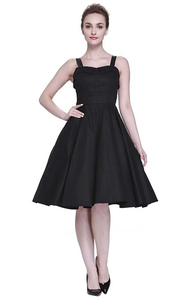Simple Sleeveless Square-neck A-line Knee-length Dress