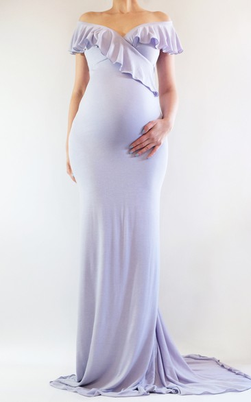 Sheath Cap Short Sleeve Empire Maternity Dress