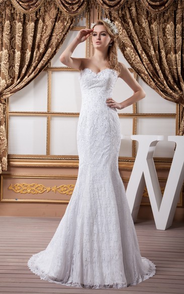 Sweetheart Sheath Mermaid Beading and Dress With Lace
