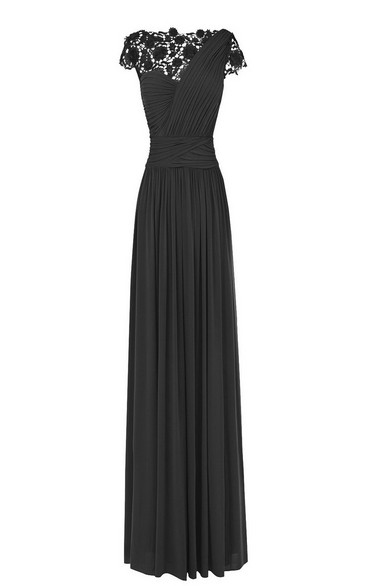 Strapless Pleated Ruffle Dress With Lace Embellishments