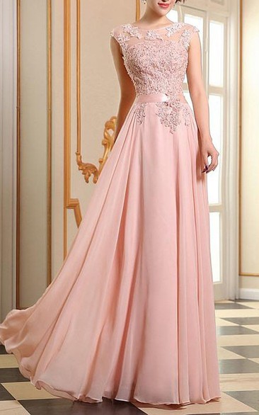 Eye-catching Appliques Lace-up Long Prom Dress