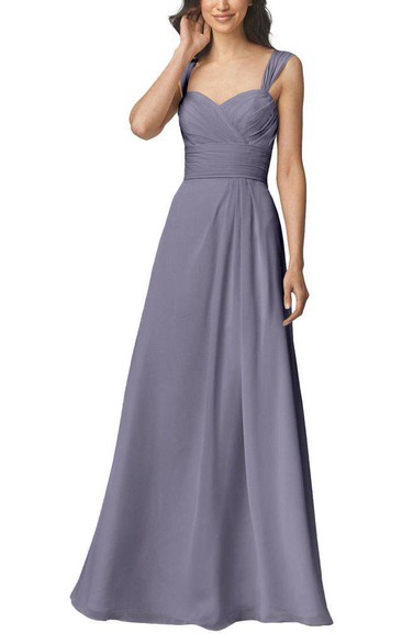Anne Queen Ruched Long Bridesmaid Dress with Pleats