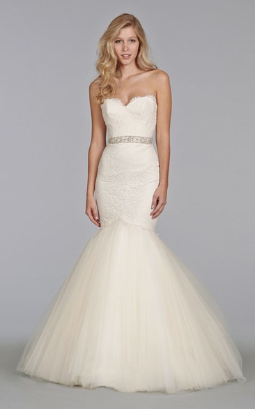 Stunning Lace Fit and Flare Tulle Dress With Beaded Waistband